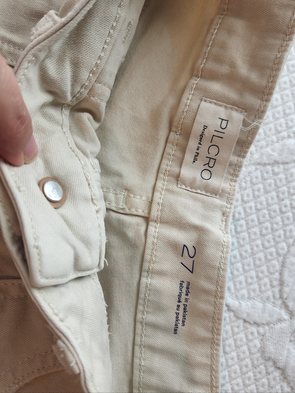 Pilcro Light Cream Wide-Leg Jeans